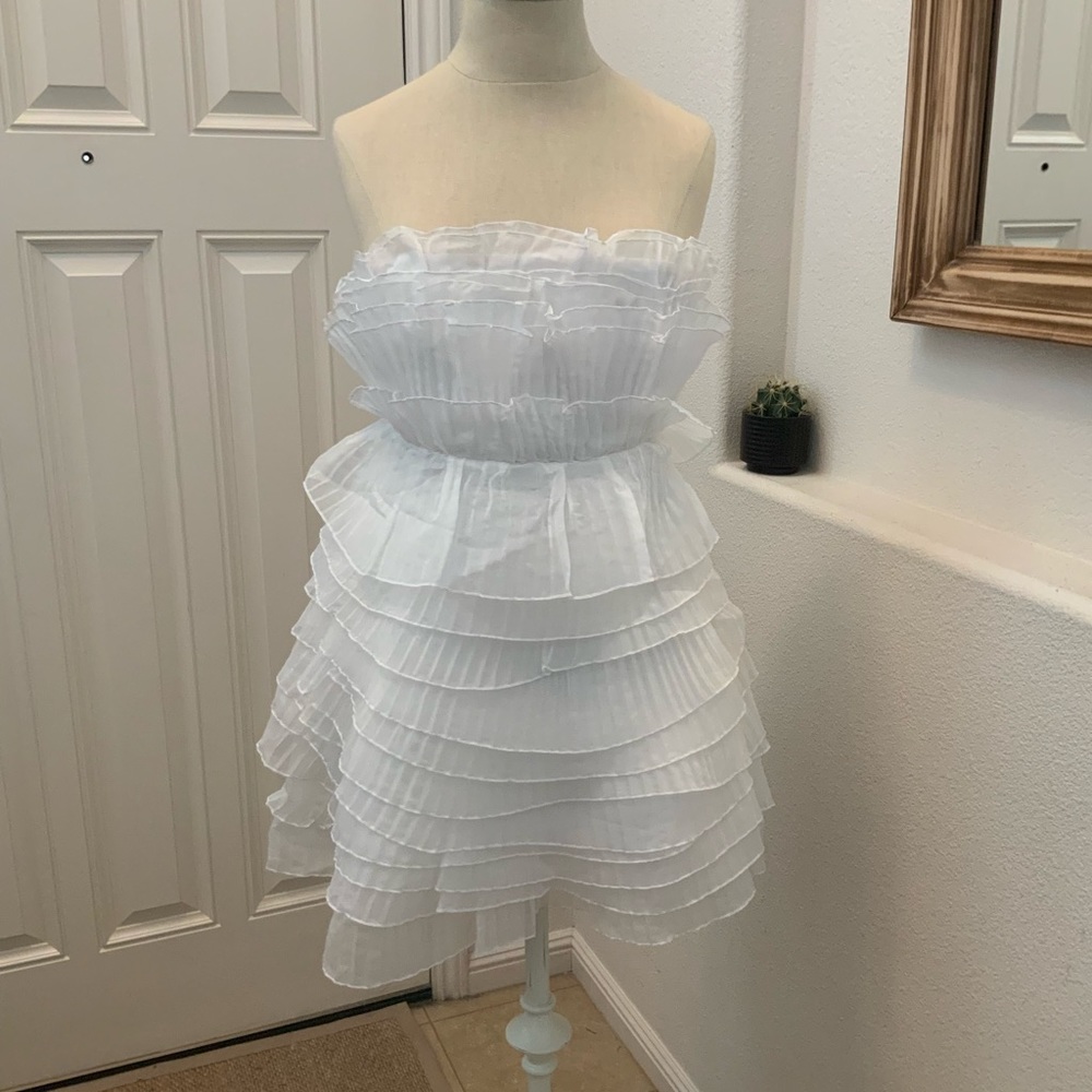Anthropologie BHLDN Huntington White Ruffled Mini Dress
